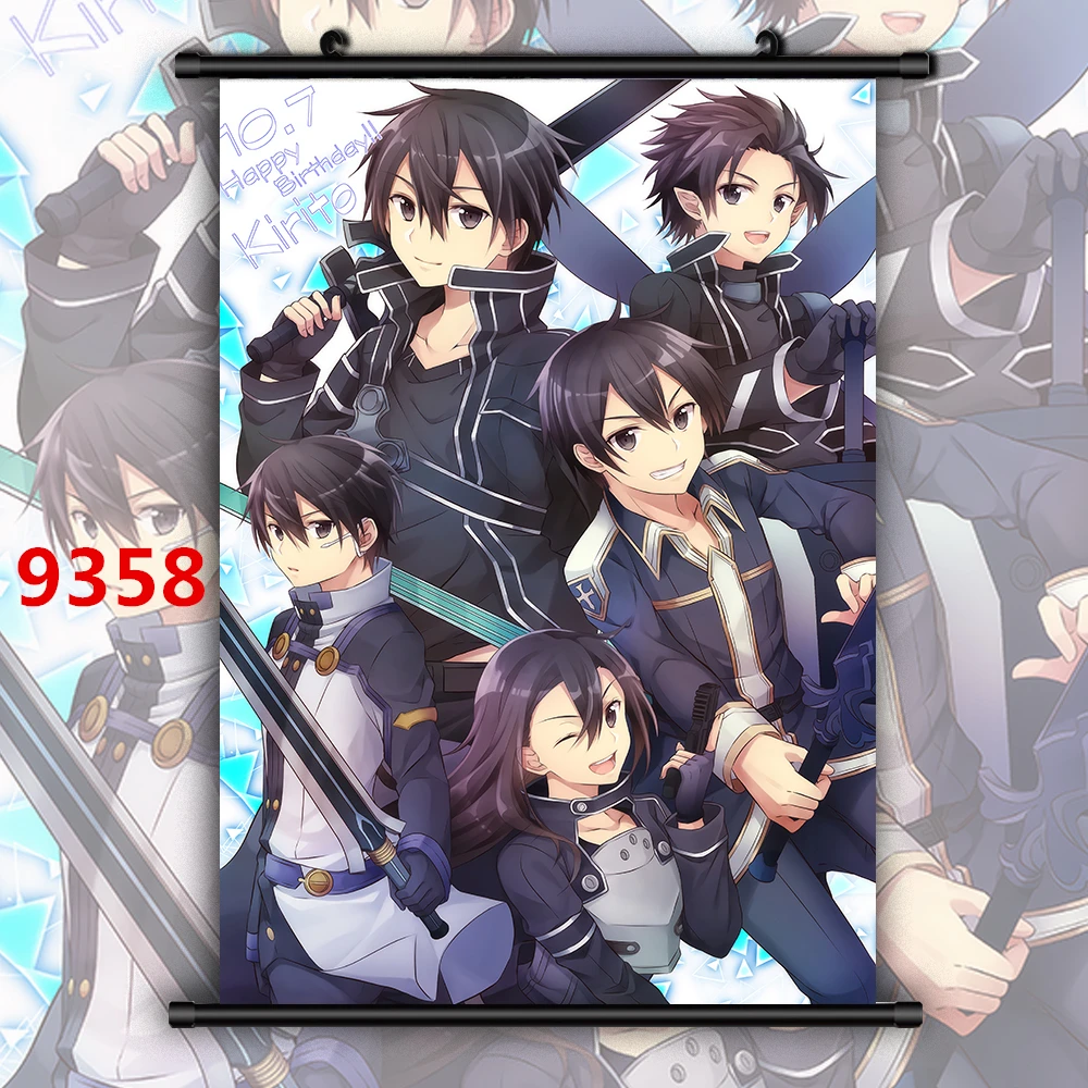 9358 SAO Sword Art Online Eugeo Kirito Аниме Манга HD Печать настенный плакат свиток - Цвет: 9358