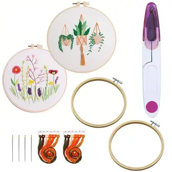 

2 Sets Embroidery Starter Kit DIY Creative Embroidery Set Cross Stitch Kit Easy-to-learn DIY Stamped Embroidery Starter Kit