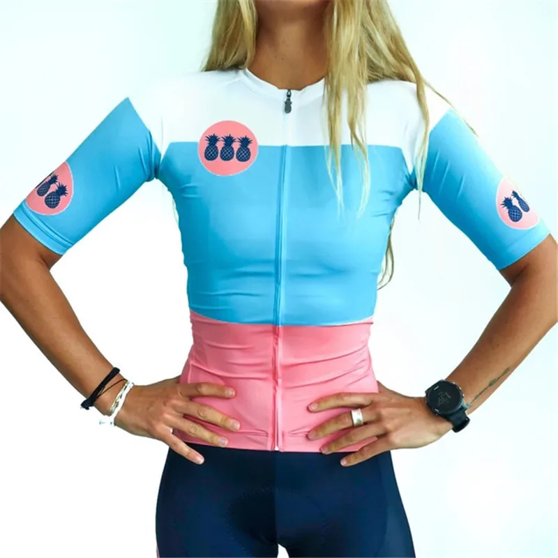Профессиональная команда на заказ Триатлон TRES PINAS велосипедный комплект ropa ciclismo mujer летний женский ананас велосипед Джерси нагрудник шорты костюм - Цвет: 10