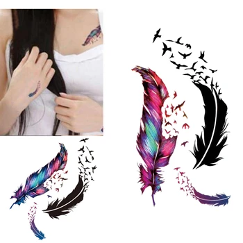 

Women Bird Wind Goose Feather Pattern Body Art Waterproof Temporary Tattoo Sticker Fake Tattoo