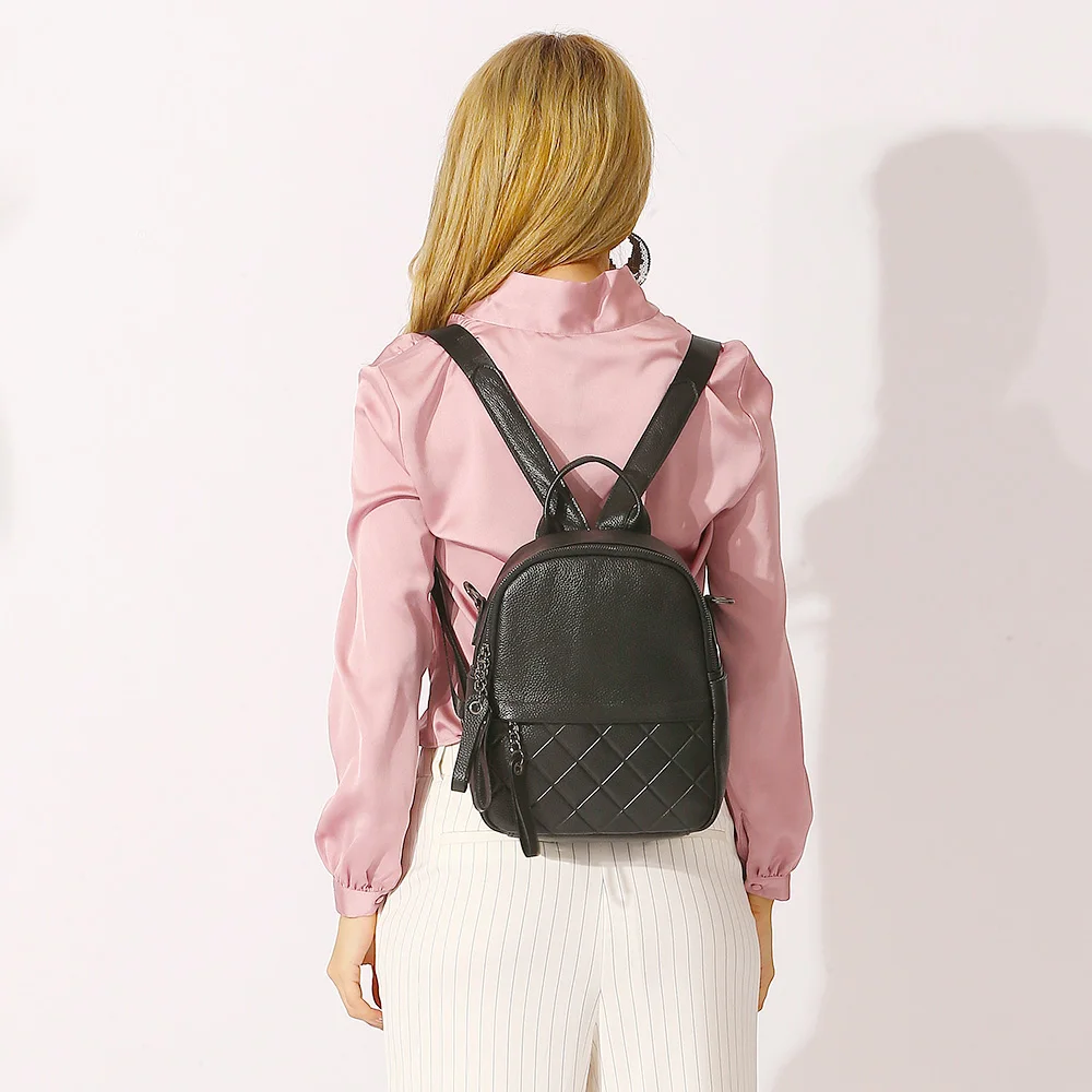 Zency винтажный женский рюкзак из натуральной кожи, элегантный черный ранец на каждый день, праздник, повседневные дорожные сумки, Женский школьный рюкзак белого цвета