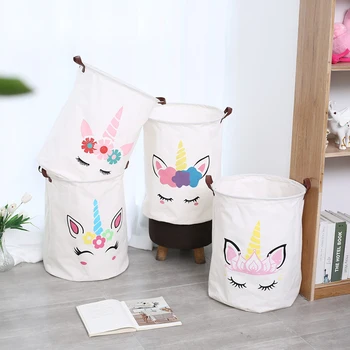 

Unicorn Laundry Storage Baskets Large Kids Toys Organizer Home Sundries Storage Bags Waterproof Dirty Clothes Storage Barrels