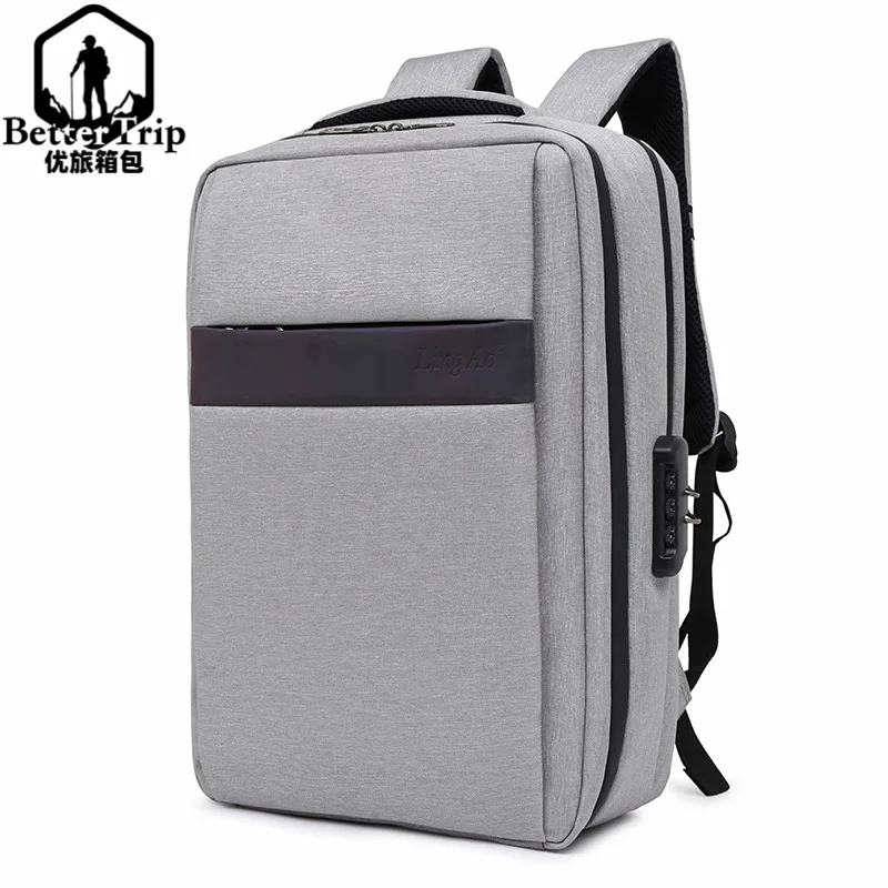 

Large-Volume Men Double Back USB Charging Anti-theft Backpack Password Lock Waterproof Business Computer Bag Travel Backpack