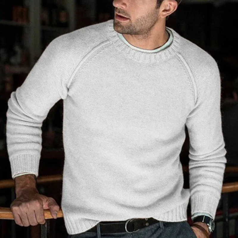 Трикотажные Лоскутные свободные осенние мужские свитера с круглым вырезом повседневные мужские свитера с длинными рукавами зимние теплые однотонные модные мужские пуловеры