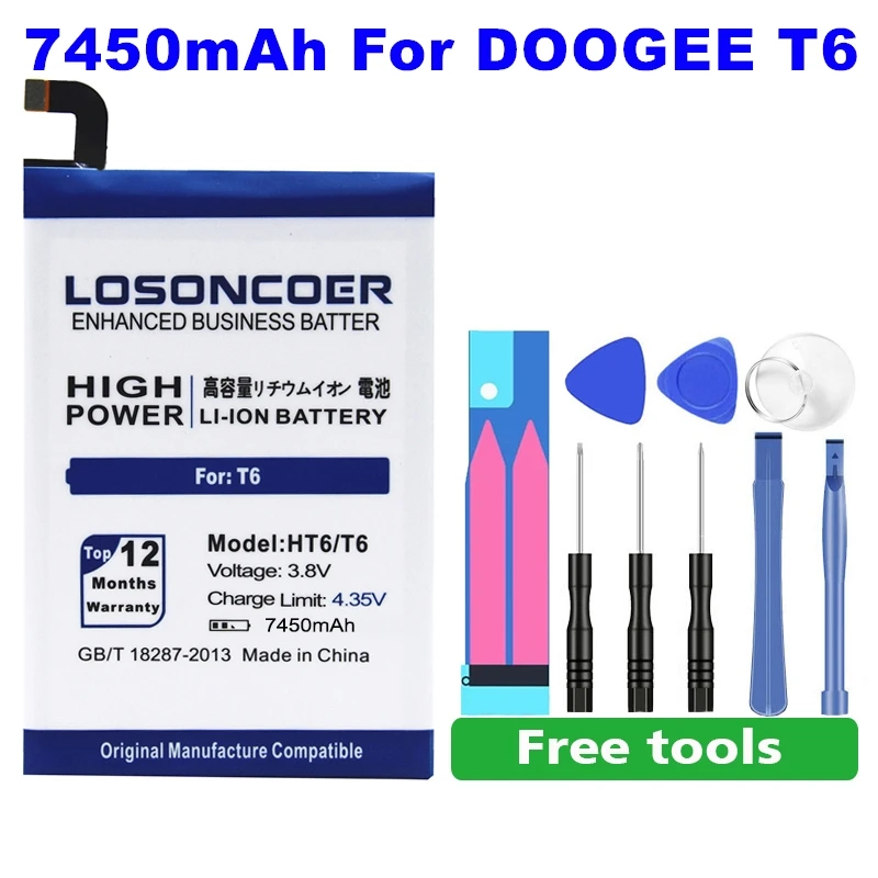 LOSONCOER 7450 мАч HT6 батарея Для DOOGEE T6 Pro+ отслеживание
