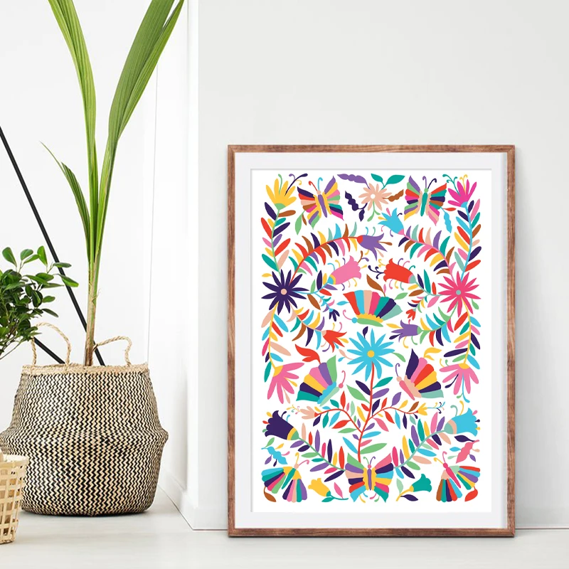 Otomi-Mexico-Art-Prints-Colorful-Mexican-Folk-Painting-Otomi-Wall-Art-Canvas-Pictures-for-Living-Room