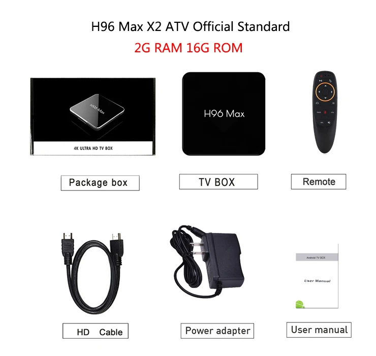 H96 Max X2 ТВ приставка Android 9,0 2,4G/5G Wifi USB3.0 H.265 4K Ultra HD 3D BT LAN 2G 16G/4G 32G/4G 64G Amlogic S905X2 - Цвет: ATV 2GB 16GB