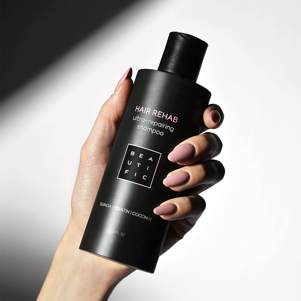 Супер-восстанавливающий шампунь BEAUTIFIC Hair Rehab для поврежденных волос с протеинами киноа. 250 мл