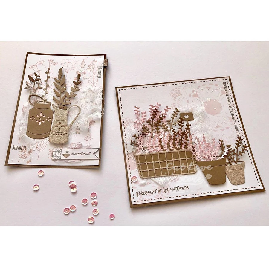 냄비 식물 상자 금속 절단 다이 스크랩북 스텐실 다이 컷 카드 만들기 DIY 장식 공예 엠보싱 새로운 다이 2019