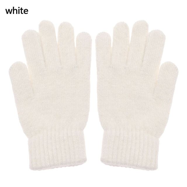 Double-layer Rabbit Hair Gloves Female Winter Korean Version of Solid Color All Fingers Winter Women Gloves Girls Mittens
