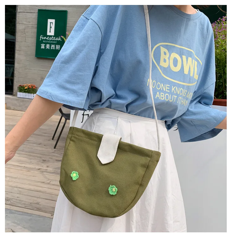 Micro for Women’s Canvas Handbag New Style Women's Messenger Bag Versatile Japanese Style Leisure Bag WOMEN'S Bag Flower Backpac