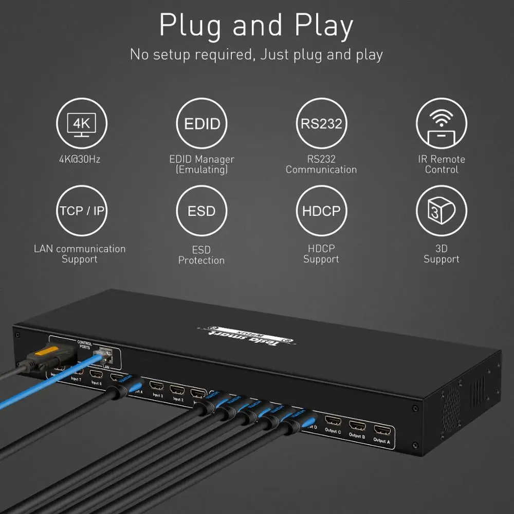 DHL Tesla Smart 4K2K High Quality HDMI Matrix 8x8 с RS232/LAN 2 шт. 1U Ultra HD 4 к Full HD 1080 P 3D