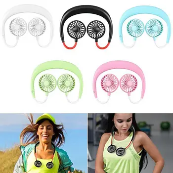 

Mini USB Portable Fan Neck Fan Neckband With Rechargeable Battery Small Desk Fans handheld Air Cooler Conditioner for Room