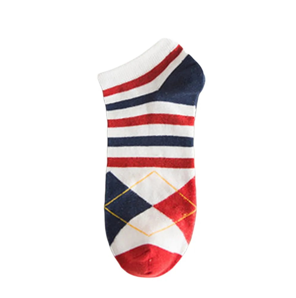 New Mens Comfortable Sports Mosaic Pattern Cotton Sock Stripe Series Fashion Casual Slippers Short Soft Ankle Socks