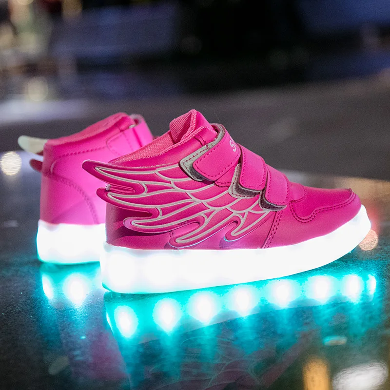 boy sandals fashion Size 22-37 Children LED Shoes USB Charged Glowing Wings Sneakers with Light Up Sole Luminous Lighted Shoes for Kids Boys Girls child shoes girl