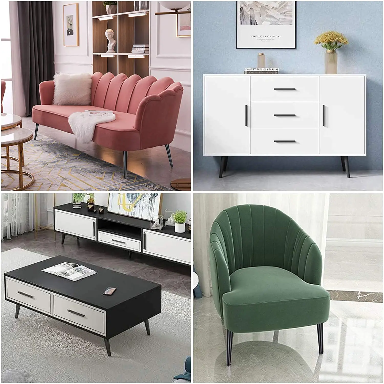 4pcs Metal Furniture legs Straight Cone And Oblique Cone Table Leg Sofa Chair Leg coffee tables Furniture fittings,15/20/25/30CM