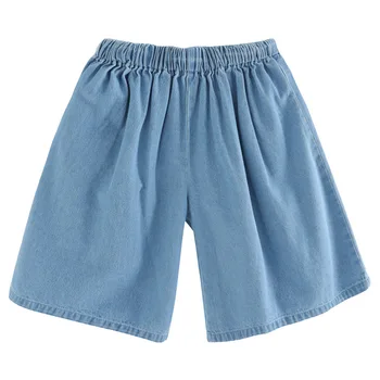 

Fashion Girls Denim Short Pants New Teen Girls Korean Summer Casual Cowboy Pants Kids Girls Elastic Waist Wide Leg Pants, #8834