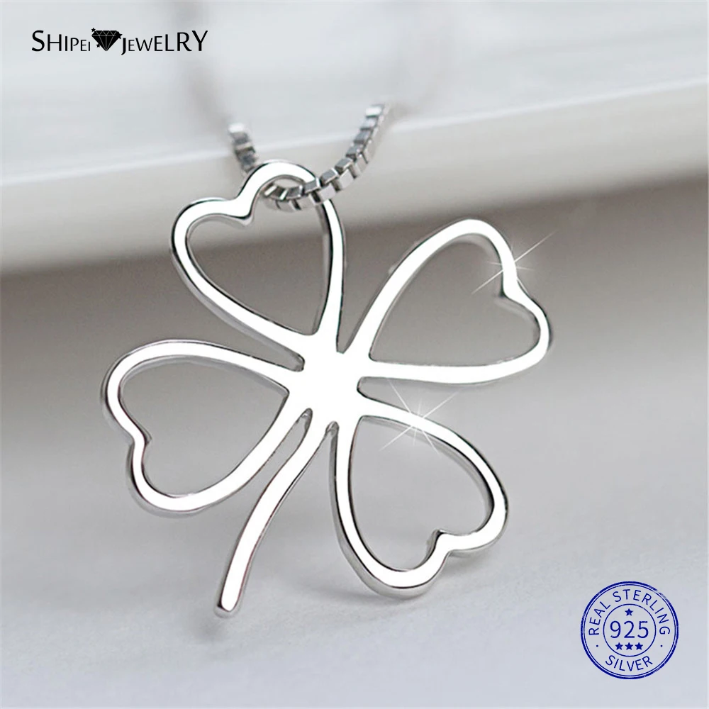 

Shipei 100% 925 Sterling Silver Four leaf clover Pendant Necklace for Women Four-leaf Clover Silver Necklace Birthday Gift