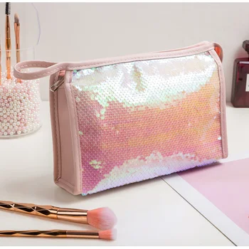 

Lady New Bags Sequins Dropshipping makeup bag Cheap pouch Beauty make up bag maquillage rangement Large Capacity Cosmetic Bag