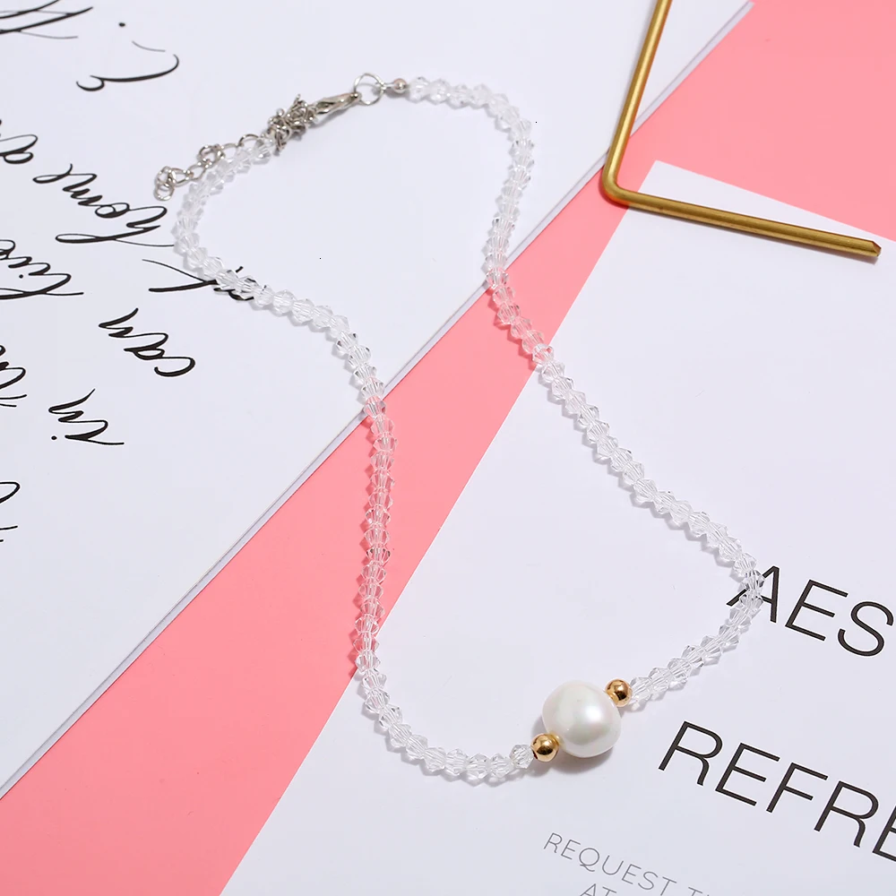 Ожерелье-чокер с искусственным жемчугом и кулоны для женщин Collier Femme модные ожерелья из бисера с кристаллами Boho ювелирные изделия подарок