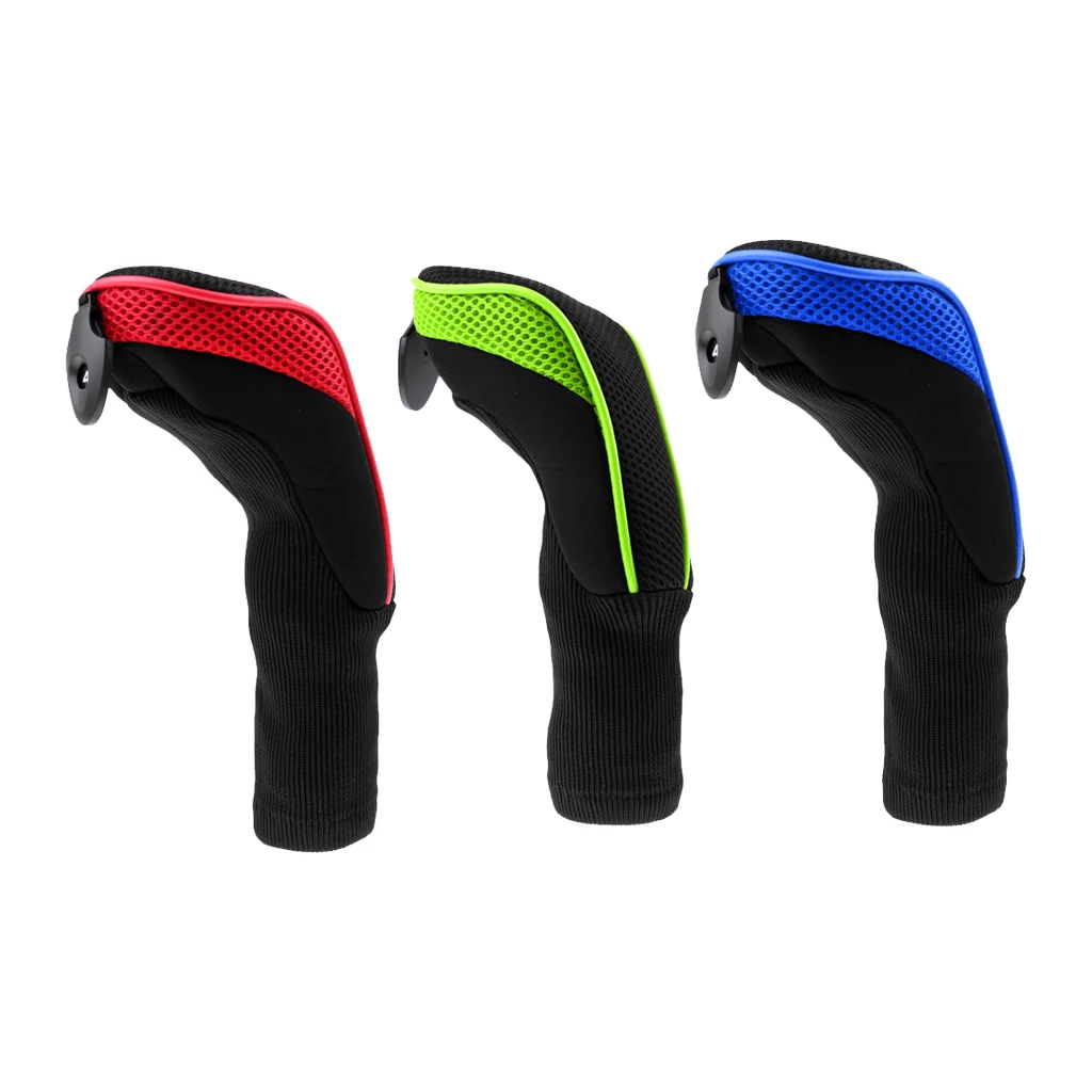 3Pcs Long Neck Headcover Golf Club Rescue Head Covers Golf Hybrid Headcovers Golf Gift Sets Flag Putters Clubs Gear Accessories