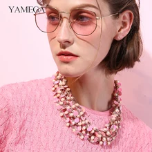 YAMEGA ожерелье из бисера с кристаллами и пайетками ручной работы, отличное качество, цепочка с нагрудником, колье, массивное ожерелье для женщин