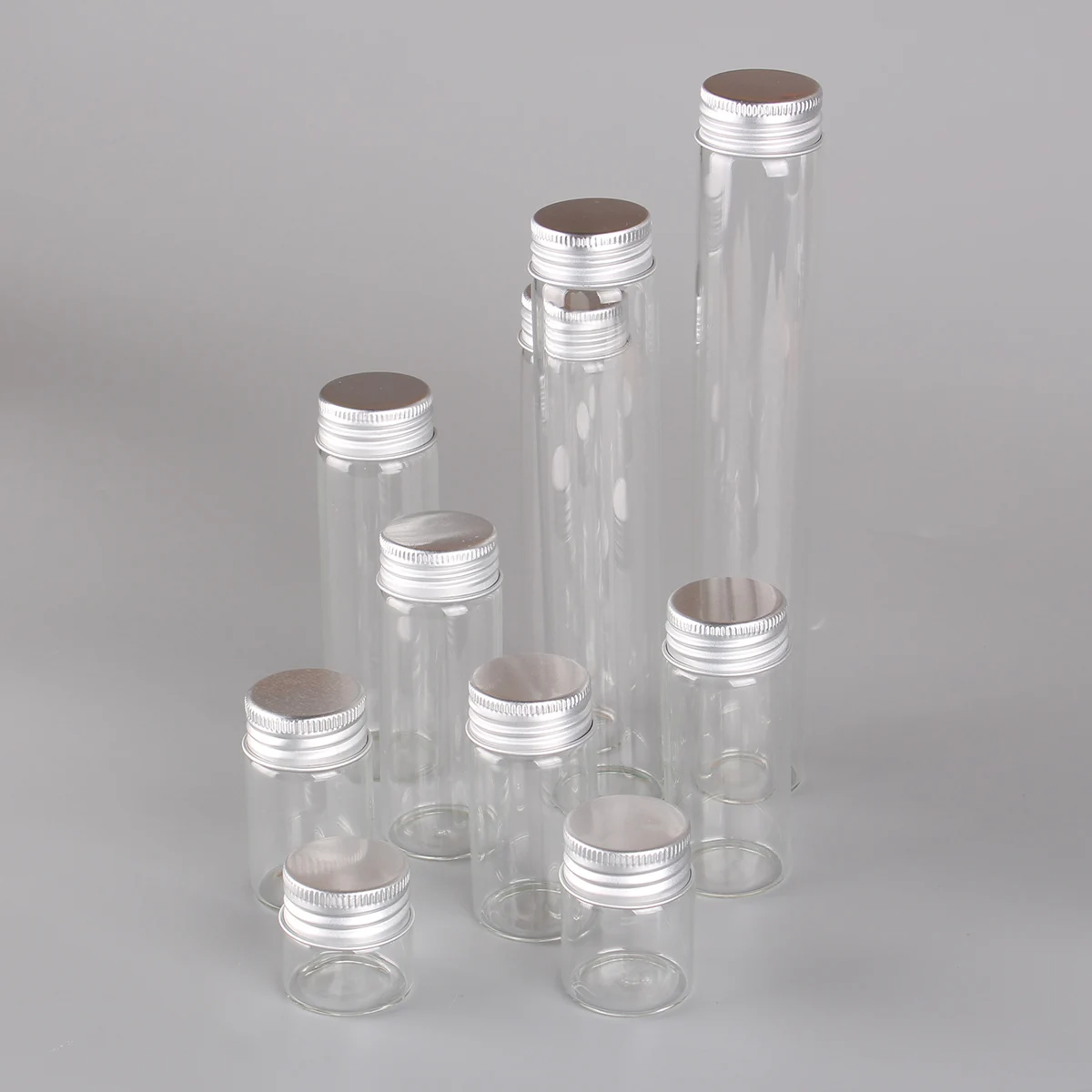 12pcs 10ml 15ml 20ml 25ml 30ml 40ml 50ml 60ml 80ml 100ml Glass Bottles With Aluminum Caps Empty Glass Spice Bottle For Art Craft 5
