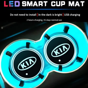 

7 Colors Car LED Cup Mat Light Water Holder Case for KIA RIO SKY Soul Sorento Seltos Oprius K2 K3 K4 K5 KX3 Forte Accessories