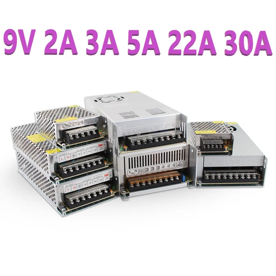 9V светодиодный Питание AC 110V до 220V DC 9V 2A 3A 5A 22A 30A Светодиодный драйвер Трансформатор освещения Питание для Светодиодный ламп