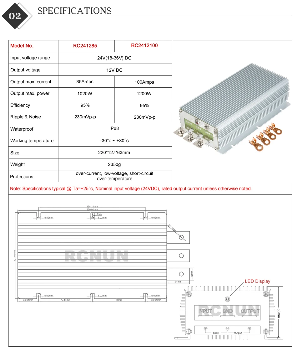 Specifications 85-100A