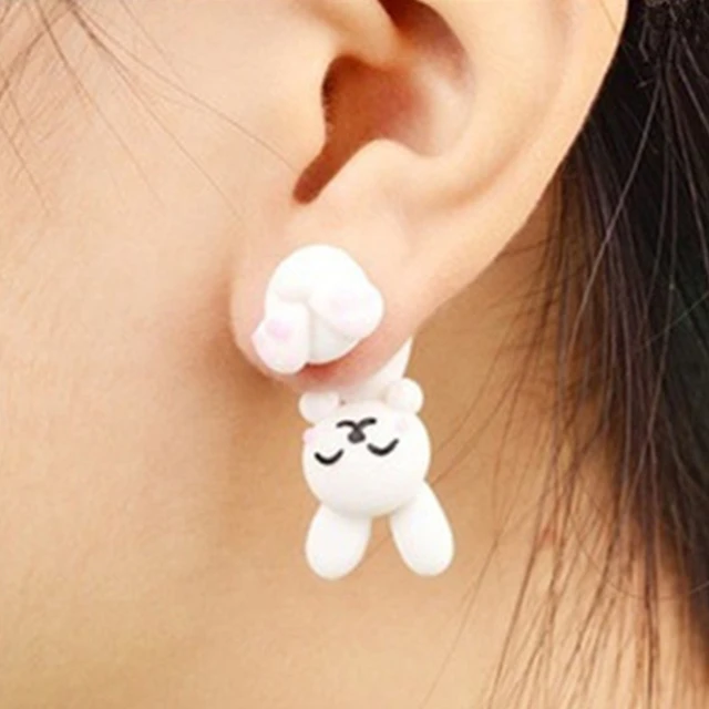 Boucles - oreilles CHAT en Argile polymère faites Mains