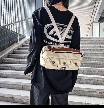 

2020 New gang feng Solid Color Shoulder Japanese Harajuku Tooling Wind Shoulder Bag Men Trend Bulk Bags waist bag fanny pack
