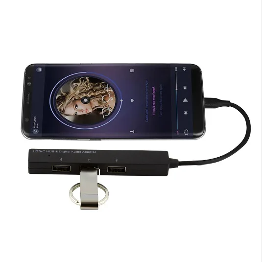 Цифровой аудио конвертер type-C с usb-концентратором для мобильного телефона компьютера с интерфейсом USB-C