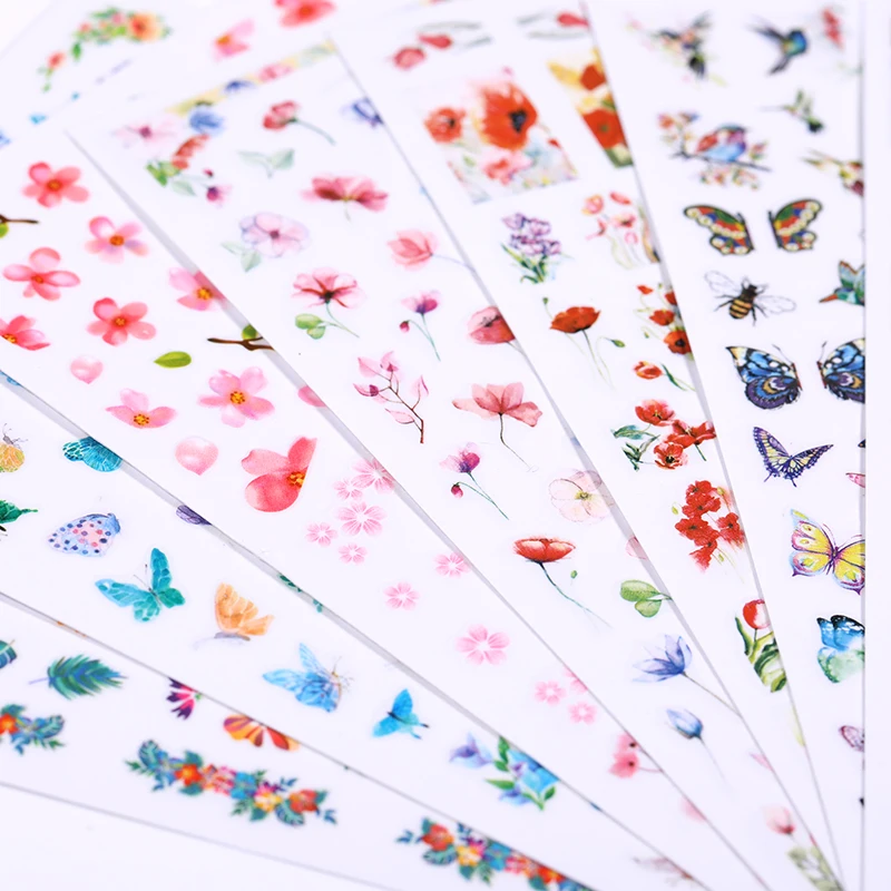 1 лист красочные наклейки для ногтей цветок бабочка тропический дизайн ногтей переводные наклейки для маникюра Водные Наклейки для ногтей