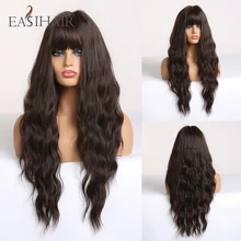 Cheap EASIHAIR Long Wave Dark Brown Synthetic Wigs for Women Cosplay Wigs With Bangs Heat Resistant Pink Wigs High Temperature Fiber Cheap EASIHAIR Long Wave Dark Brown Synthetic Wigs for Women Cosplay Wigs With Bangs Heat Resistant Pink Wigs High Temperature Fiber