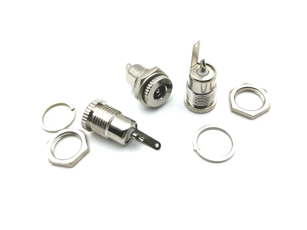 100pcs Copper 5.5x2.1mm DC Power Jack Socket Female Panel Mount Connector Suitable for 2.1x5.5mm DC Power Plug