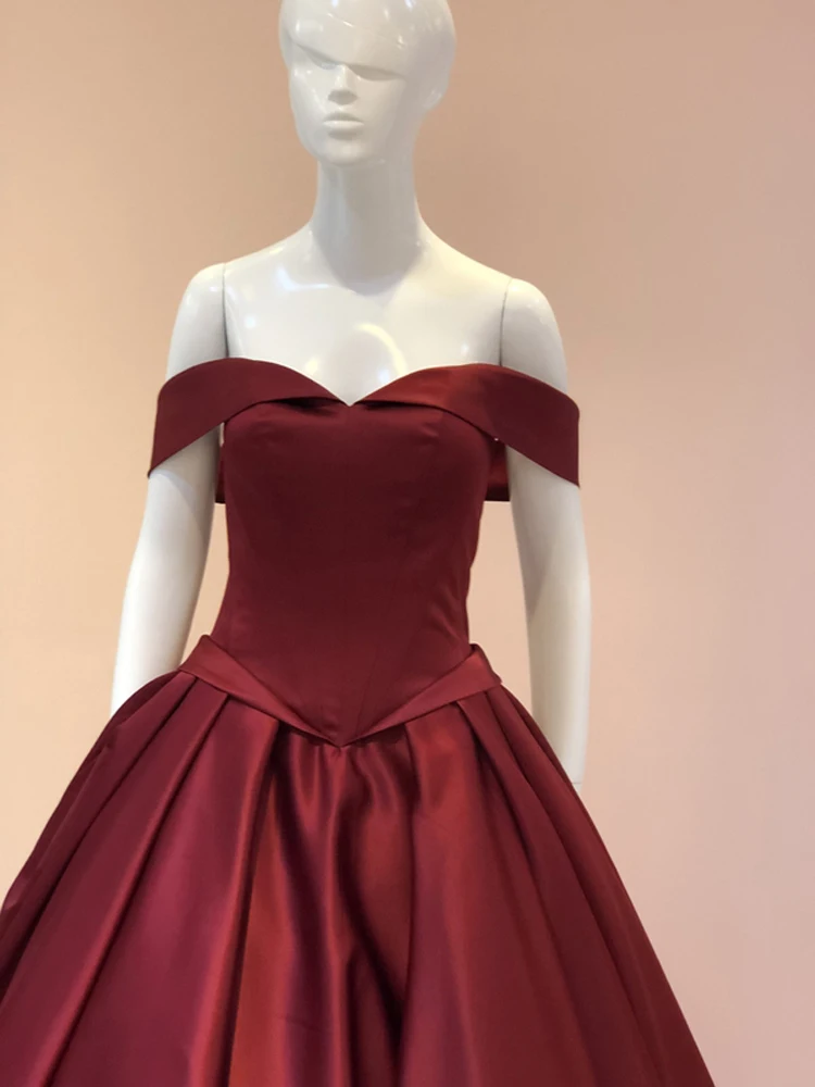 ANGELSBRIDEP, сексуальные атласные бордовые вечерние платья, длинное бальное платье, платья для выпускного вечера, вечерние платья, часовня, шлейф, Robe De Soire