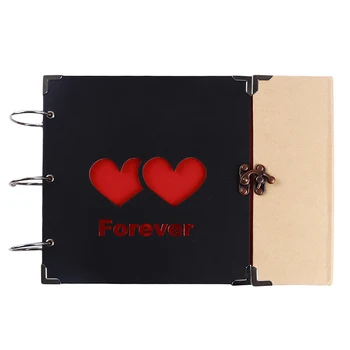 

10Inch Personality Wedding Hollow Out Love Heart Album Self-adhesive Black Pages DIY Vintage Lover Family Scrapbook Memory Book