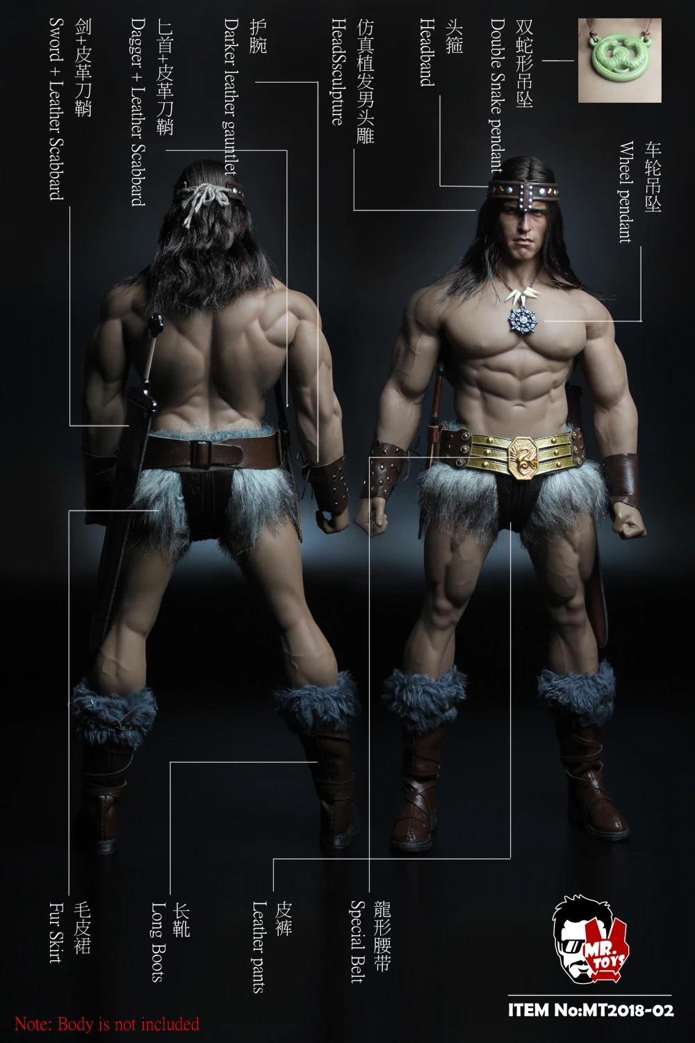 

1/6 Scale Soldier Conan Head Carving Costume Group Arnold Head Edition Model for 12 Inches M35 Body Figure Pre-sale