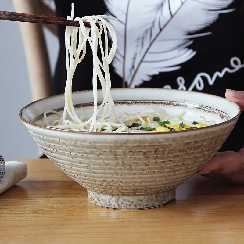 Японский стиль булочка ramen миска большая миска для еды Нескользящая нить дизайн бытовой лапши ресторан керамическая миска для супа