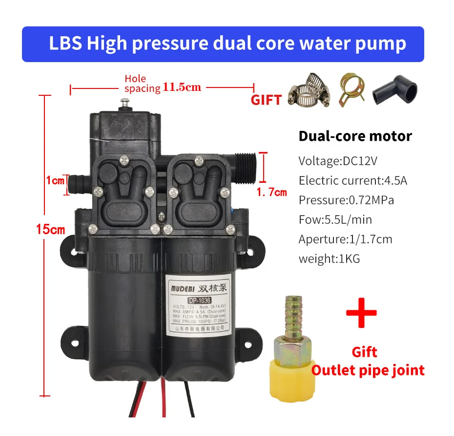 Dc 12v 130psi 6l/min Large Flow Rate Agricultural Electric Water Pump High  Pressure Diaphragm Self Priming Pump Water Sprayer - Pumps - AliExpress