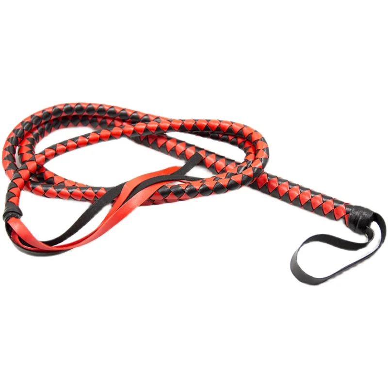 1.9 M Shepherd PU Leather Whip Black Horse Whip Cos Knight Equipment Photo Props Pet Ranch Training Supplies Big Dog Accessories