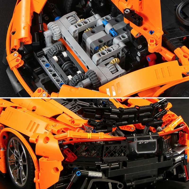 Günstig In Lager 13090 LEgoed Ziegel Technik MOC 16915 Orange Super Racing Auto McLarening P1 Bausteine Hypercar Set Kinder Spielzeug