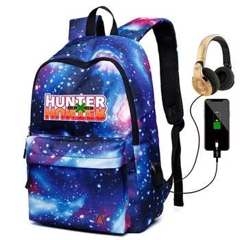 

Cool HUNTER X HUNTER Backpack Women Men USB Charge Laptop Backpack Killua GON Starry Travel Bagpack School Shoulder Bags