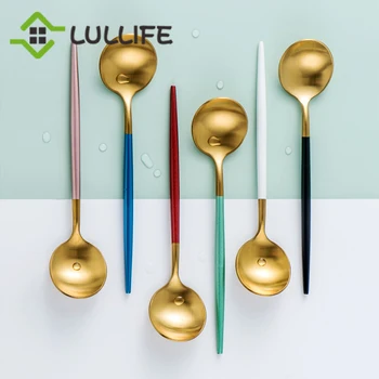 

304 Stainless Steel Cutlery Set Home Dinner Spoon Dessert Tea Spoon Tableware Silverware Set Long Handle Spoon Set Dinnerware