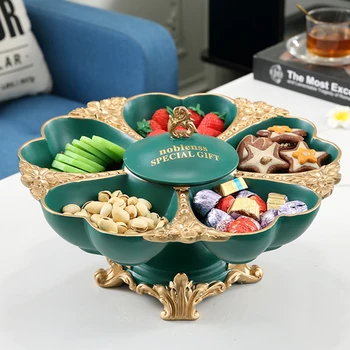 

Dry fruit tray high-end creative rotating candy box divided into the living room coffee table placed soft decorations