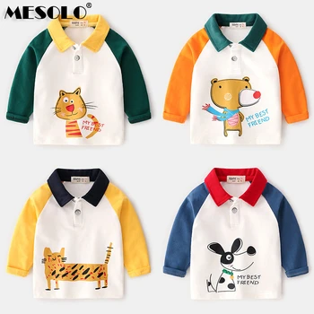 

2019 Children's Autumn Polo Shirt Boy Cotton T-shirt Top Baby Cartoon Bear Tiger Puppy Dog Child Tide Clothes