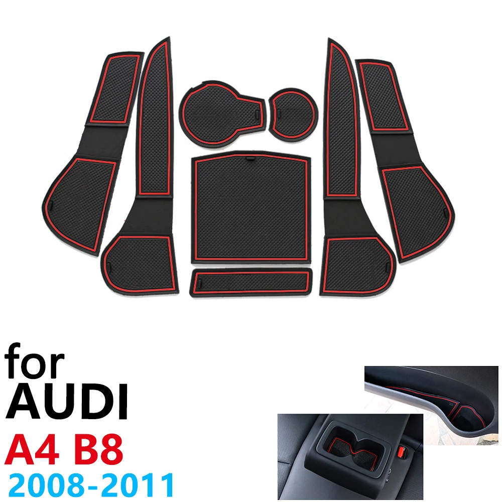 Противоскользящие резиновые чашки подушки двери паз коврик для Audi A4 B8 8K RS4 S4 S линия RS 4 интерьер 2008~ 2011 аксессуары коврик для телефона