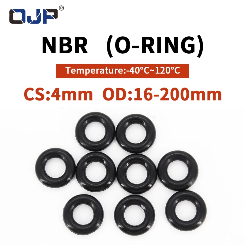 

NBR O Ring Seal Gasket Thickness CS4mm OD12-200mm Wear Resistant Automobile Petrol Nitrile Rubber O-Ring Waterproof Black