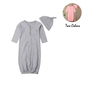 

2019 New Hot Sale Newborn Baby Solid Sleeping Bag Infant Sleeping Bag Wrap Swaddle Hat